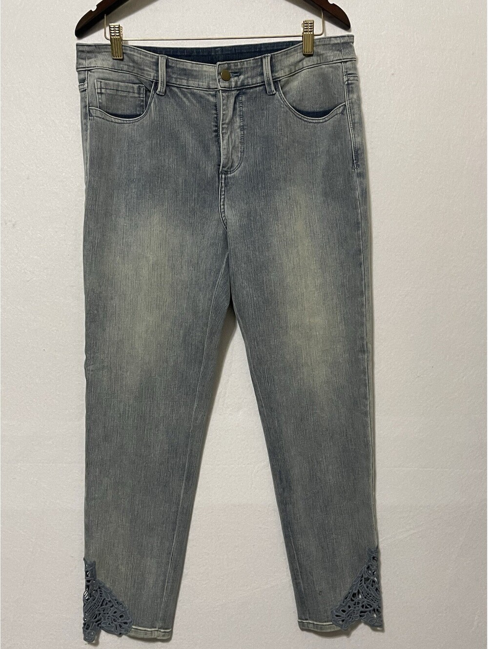 Soft Surroundings Crop Jeans Crochet Hem Stretch Denim Women's 12